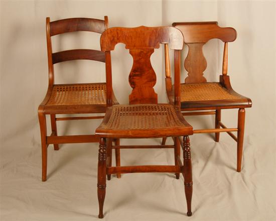 Appraisal: Three E th Caned Seat Side Chairs one of mixed