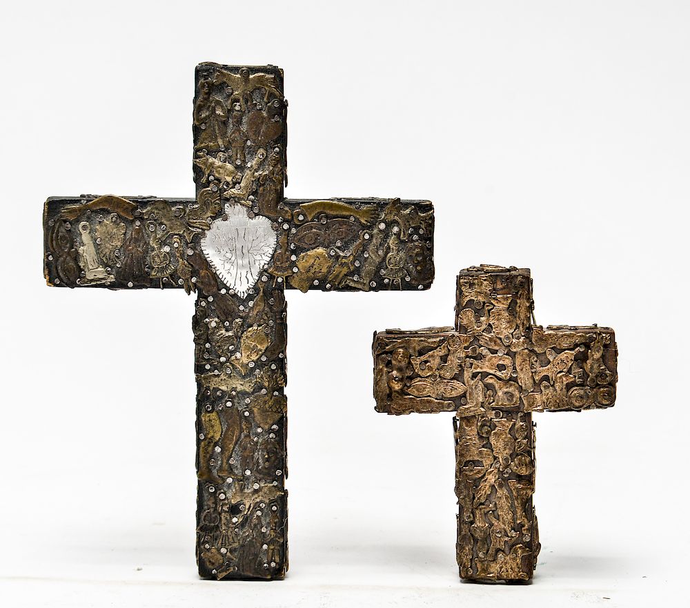 Appraisal: Cruz de Milagros Wood Cross Sculptures Goup of two Cruz