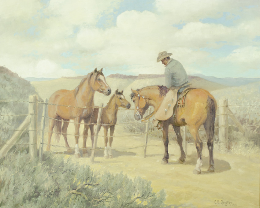 Appraisal: EDWARD B QUIGLEY OIL ON CANVAS Oregon - Two Ropers