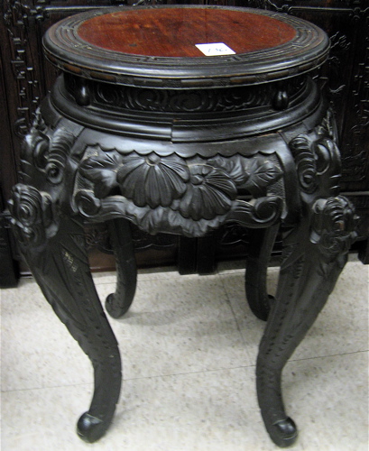 Appraisal: PAIR OF DRAGON CARVED PEDESTAL TABLES Chinese early th century