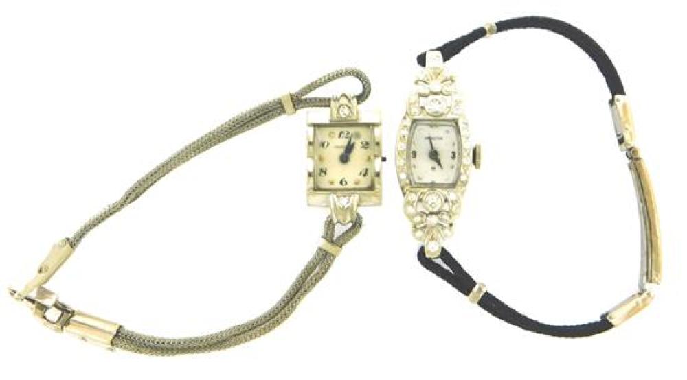 Appraisal: JEWELRY Two Women's Wristwatches one K white gold Hamilton wristwatch