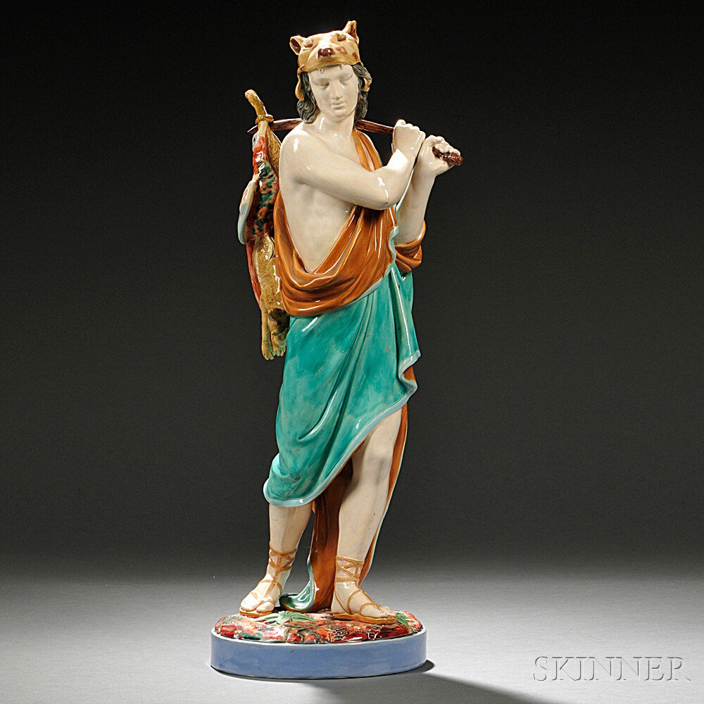 Appraisal: Royal Worcester Majolica Figure of a Hunter England c the