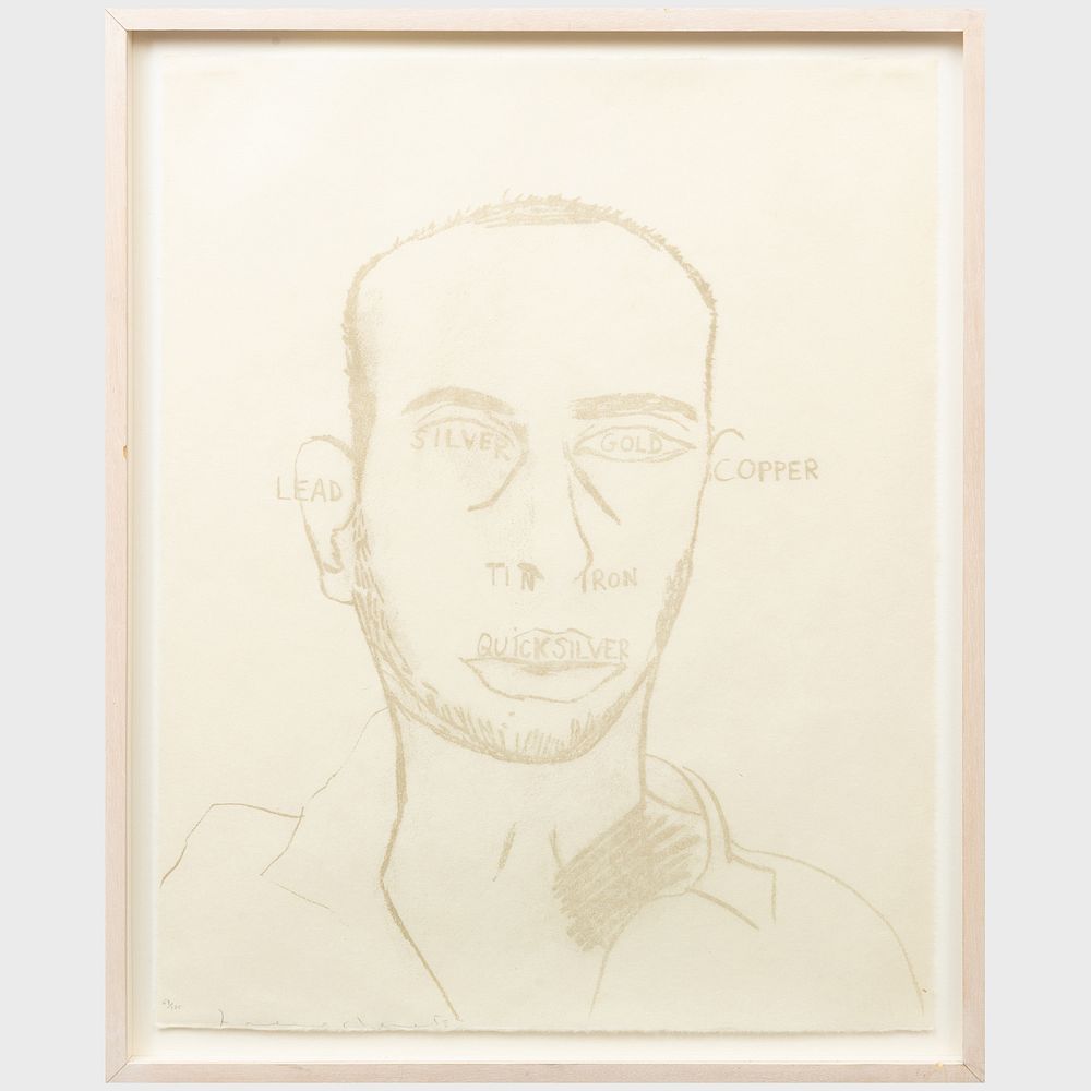 Appraisal: Francesco Clemente b Self-Portrait Lithograph in grey on Japan signed