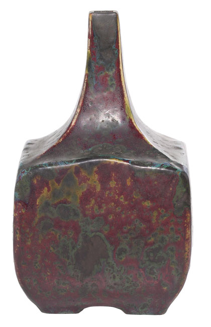 Appraisal: Dalpayrat vase bottle form covered in a mottled red and