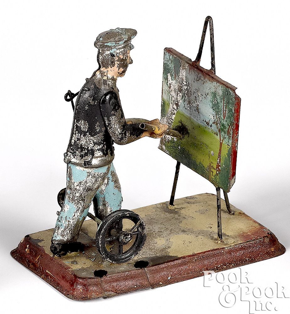 Appraisal: Wunderlich painted tin artist steam toy accessory Wunderlich painted tin