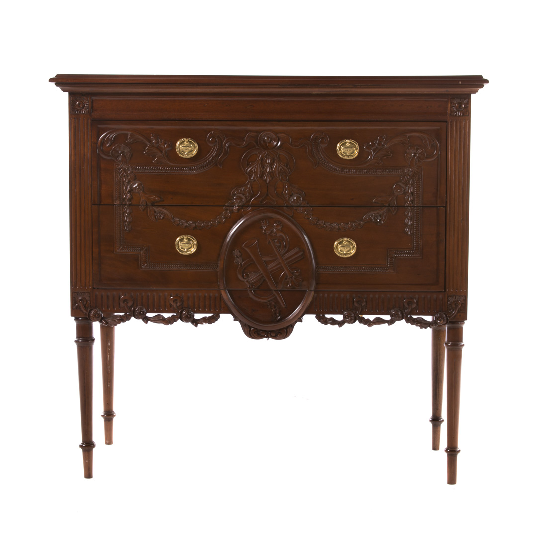 Appraisal: Louis XVI style mahogany chest of drawers th century flat