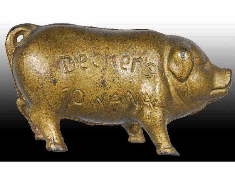 Appraisal: Decker's Iowana Cast Iron Pig Still Bank Description '' L