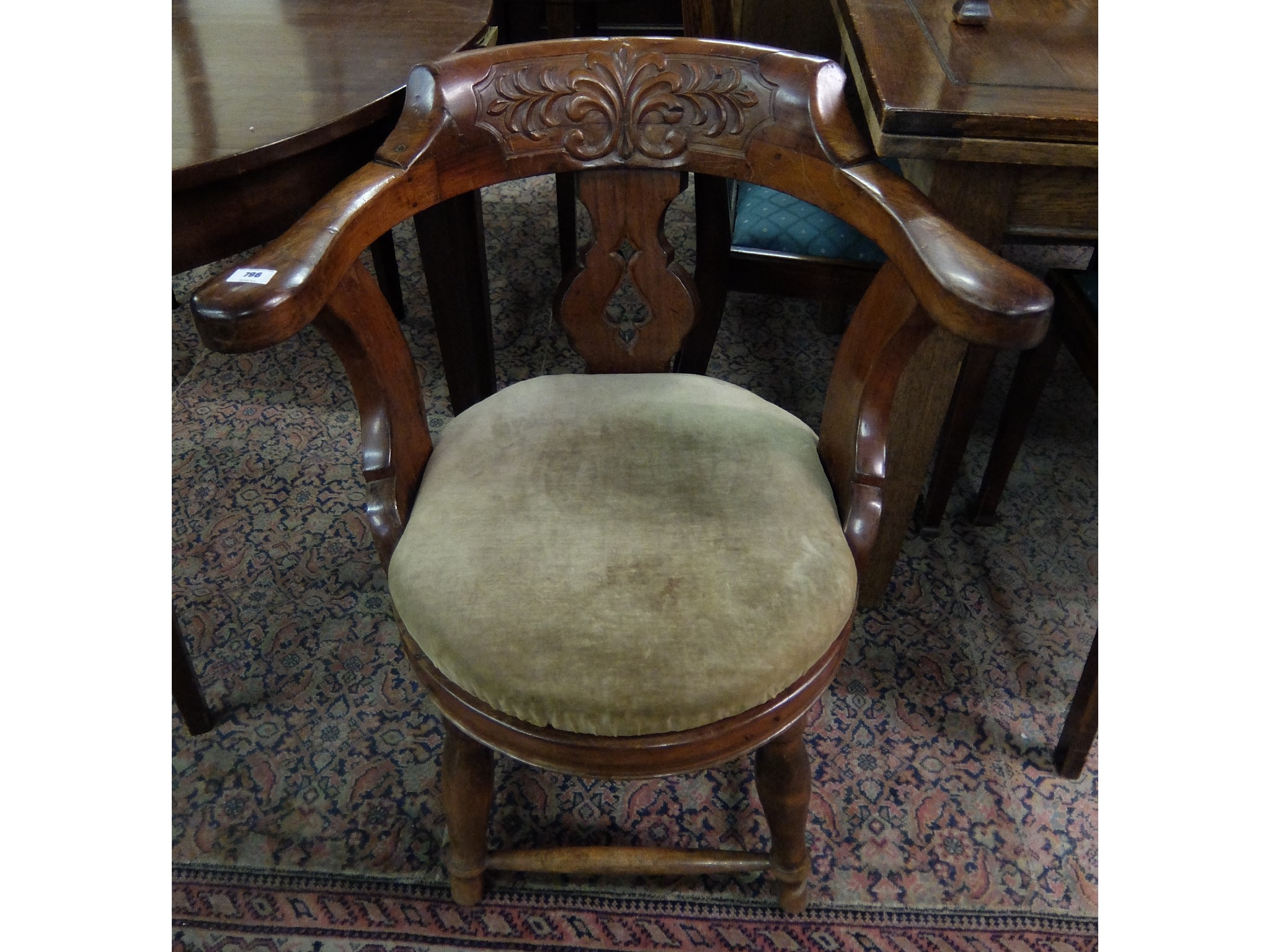 Appraisal: Carved tub style armchair