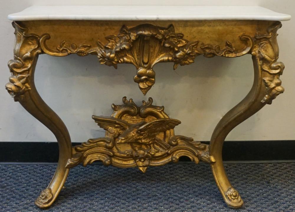 Appraisal: Louis XV Style Giltwood and Marble Top Console Table x