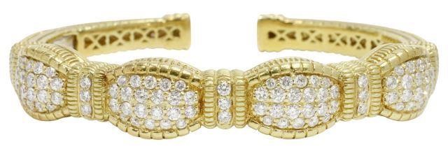 Appraisal: Estate kt yellow gold and diamond hinged bracelet Judith Ripka