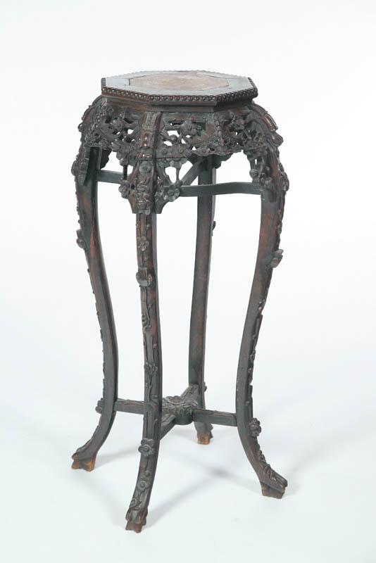 Appraisal: CARVED PLANT STAND China th century hardwood Heavily carved with