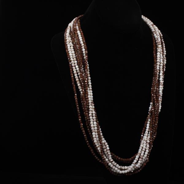 Appraisal: Original by Robert multi-strand brown white glass beaded necklace