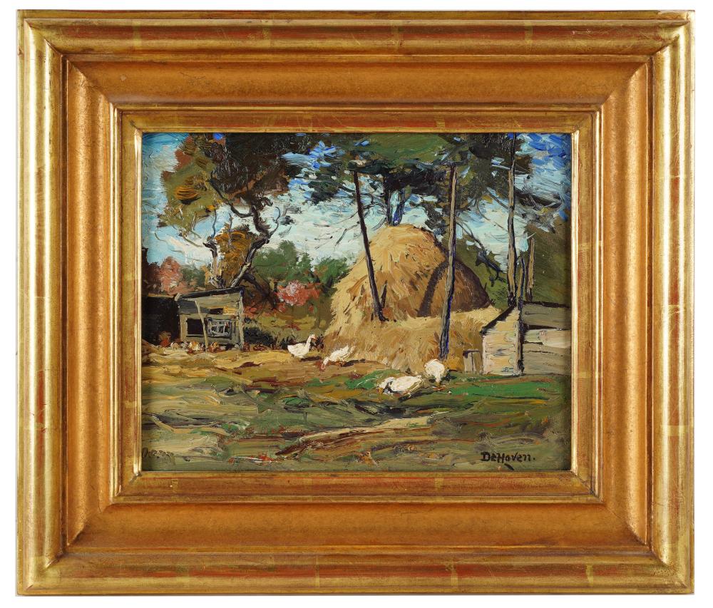 Appraisal: FRANKLIN DEHAVEN - FARMYARDoil on board signed lower right Provenance