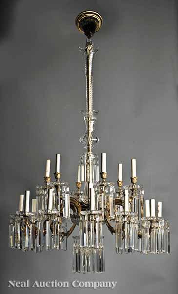 Appraisal: A Fine French Gilt Bronze and Baccarat Crystal Eighteen-Light Gasolier