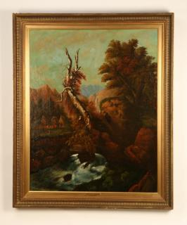 Appraisal: th c oil on canvas landscape unsigned th century American