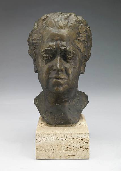 Appraisal: A patinated bronze portrait bust of Elsa Maxwell - by