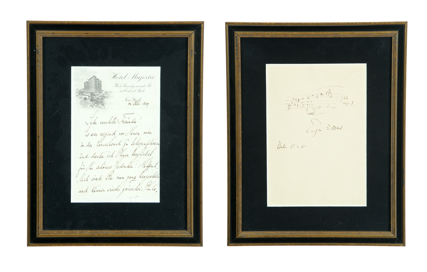 Appraisal: TWO AUTOGRAPHS OF EUROPEAN MUSICAL FIGURES A manuscript bar of