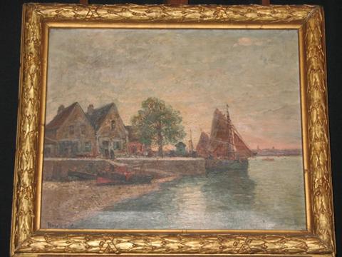 Appraisal: KAUREN AURAY NORTHERN EUROPEAN TH CENTURY SEASIDE TOWN Oil on