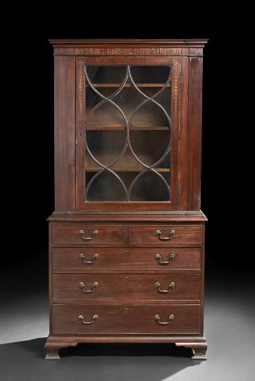 Appraisal: George III Mahogany Cabinet-on-Chest composed of antique elements the molded