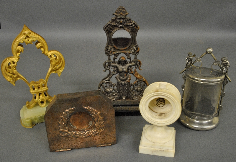 Appraisal: - Five watch holders incl a hammered brass and cast