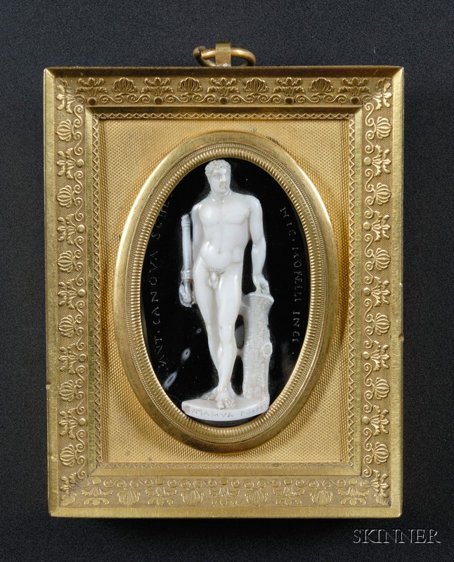 Appraisal: Italian Carved Hardstone Cameo of Hercules after Canova th century