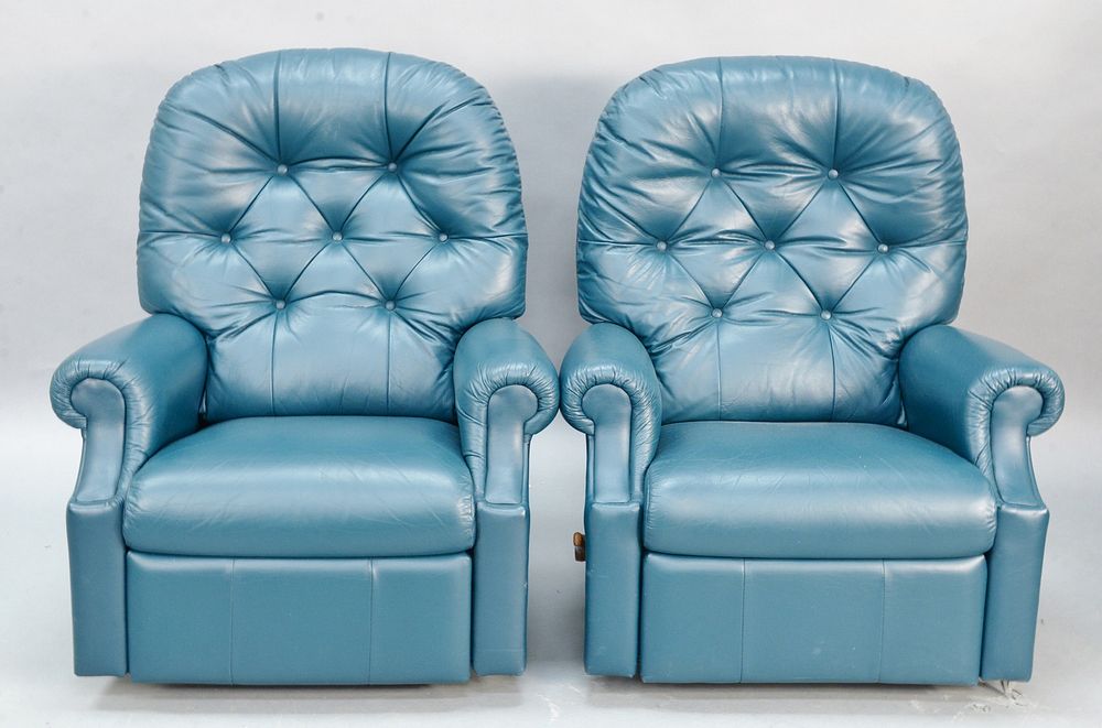 Appraisal: Pair of La-Z-Boy leather upholstered reclining chairs having tufted backs