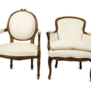 Appraisal: A Louis XV Style Bergere and a Louis XVI Style