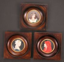 Appraisal: Trio of Signed Miniature Portraits This trio of signed miniature