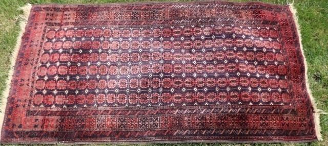 Appraisal: BOKARA SCATTER RUG CA RED AND BLUE FIELD GOOD CONDITION