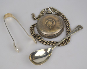 Appraisal: A Victorian engraved silver open-faced pocket watch with Albert chain