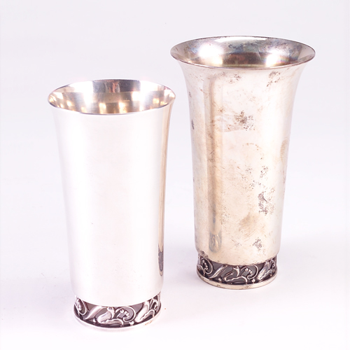 Appraisal: Pair of Georg Jensen sterling tumblers Lily-of-the-Valley motif t o