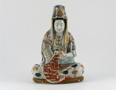 Appraisal: A Japanese Kutani model of Kwannon seated holding a scroll