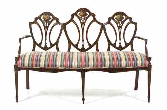 Appraisal: An Edwardian Style Triple Back Settee each shield shaped back