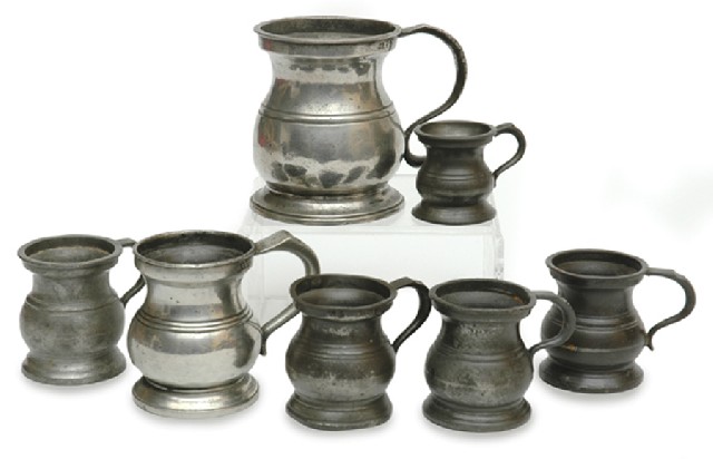 Appraisal: A COLLECTION OF ASSORTED PEWTER MEASURES th to th century