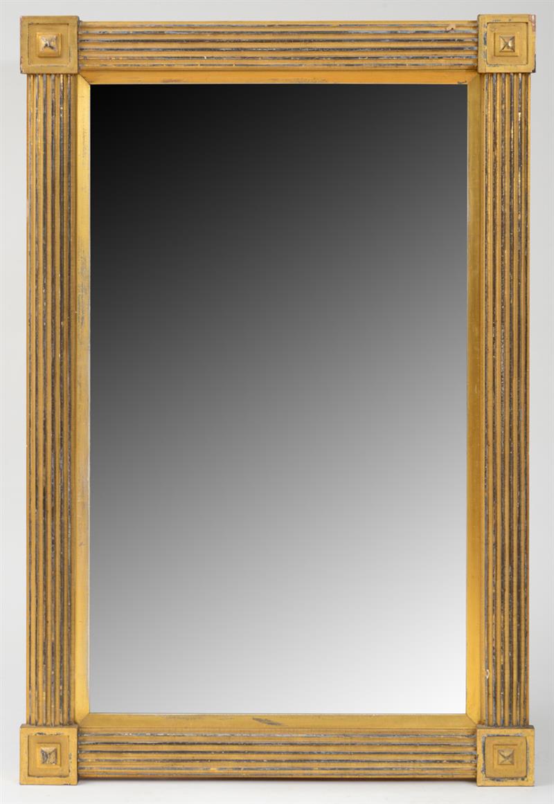 Appraisal: AMERICAN CLASSICAL GILTWOOD MIRROR The rectangular mirror plate within a