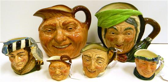 Appraisal: Five Royal Doulton Toby character jugs including a large and