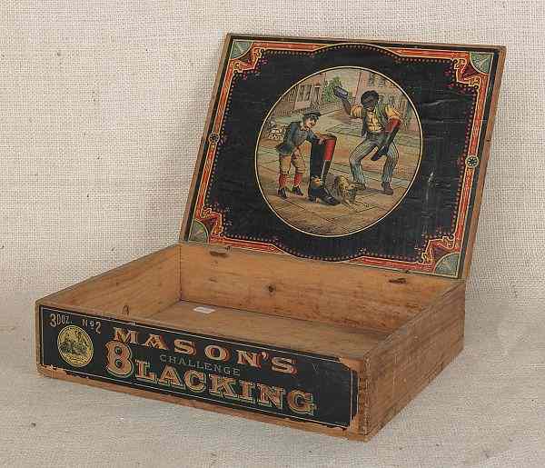 Appraisal: Advertising box for Mason's Blacking th c h w d