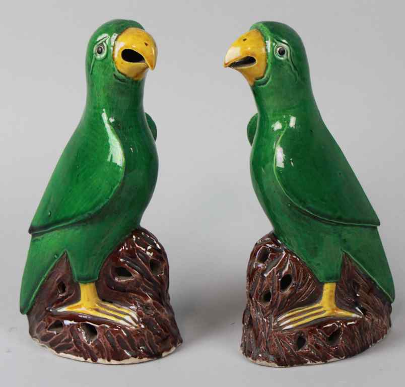 Appraisal: PAIR OF CHINESE MODELS OF BIRDS LATE QING DYNASTY TH