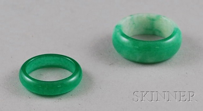 Appraisal: Two Green Stone Rings sizes and