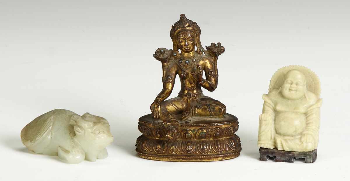 Appraisal: Sgn Buddha w JewelsCenterCondition Some jewels missing Dimensions Ht ''Provenance