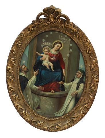 Appraisal: Framed chromolithograph on paper Madonna Del Rosario Di Pompeii depicting