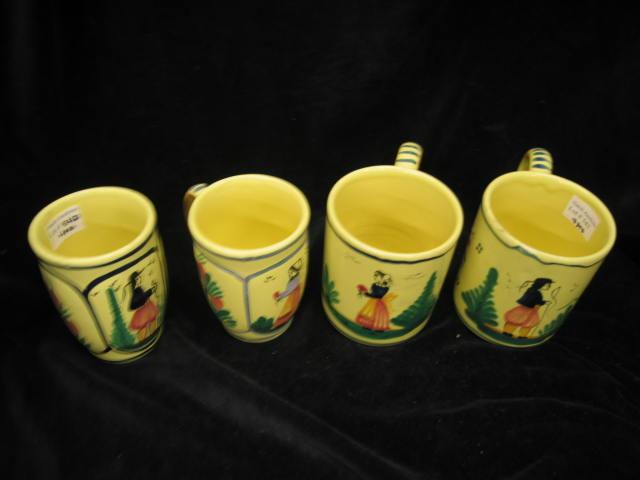 Appraisal: Quimper French Pottery Mugs peasant man woman two styles yellow