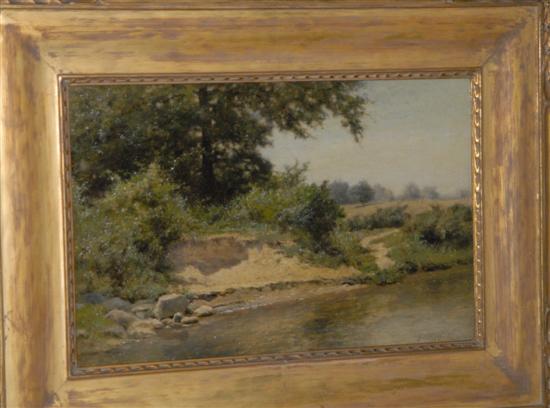 Appraisal: INSLEY ALBERT B AMERICAN - Riverbank landscape Oil on canvas