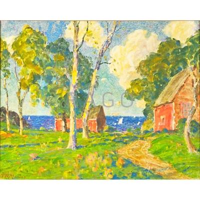 Appraisal: Thomas Rathbone Manley American - The Red Barns s Oil