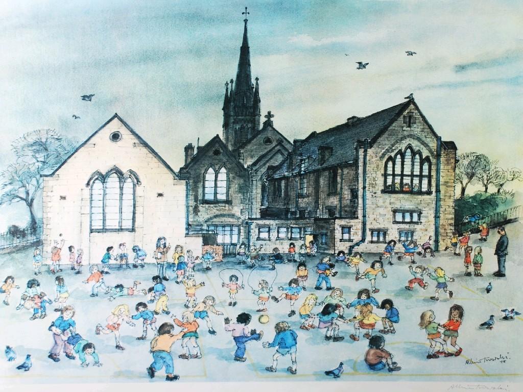 Appraisal: ALBIN TROWSKIARTIST SIGNED COLOUR PRINTChildren playing in a school yardsigned