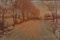 Appraisal: M Donald American Winter Landscape Oil on canvas titled on