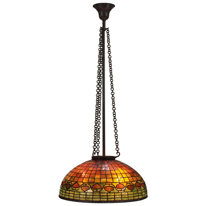 Appraisal: Exceptional Tiffany Studios hanging shade leaded glass dome in the