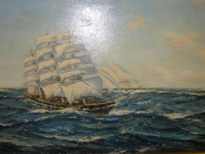 Appraisal: CIRCLE OF HENRY SCOTT Sail Ship on the High Seas