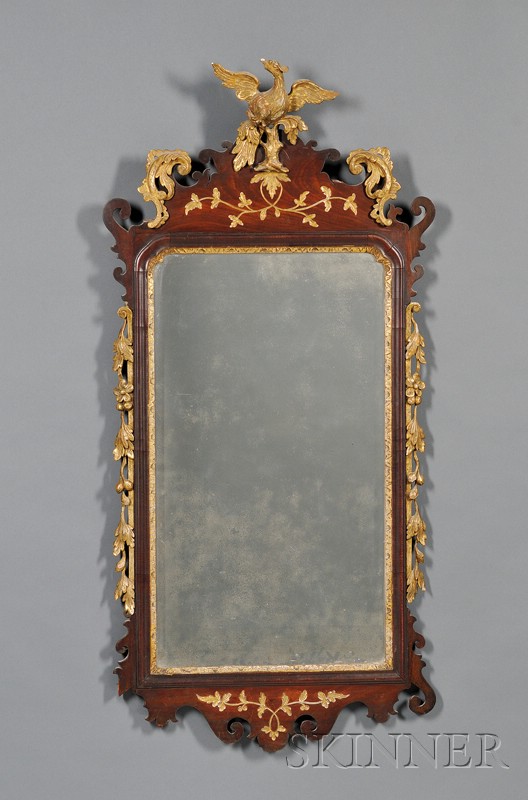 Appraisal: Chippendale Carved Mahogany and Parcel-gilt Mirror England or America late