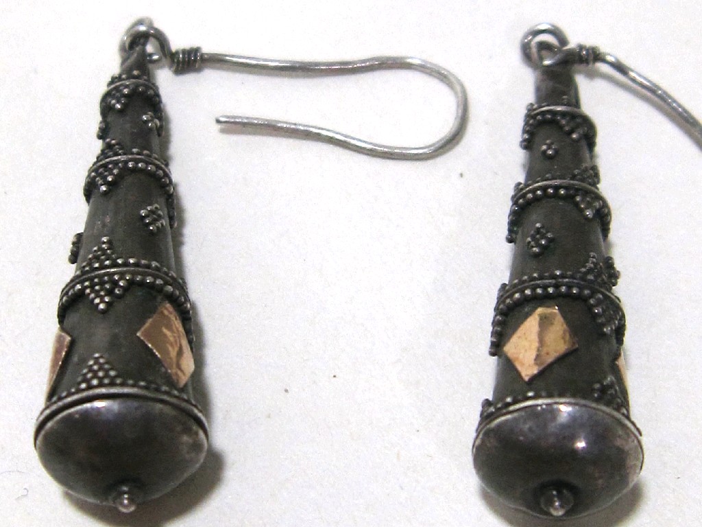 Appraisal: Pair of silver drop earrings